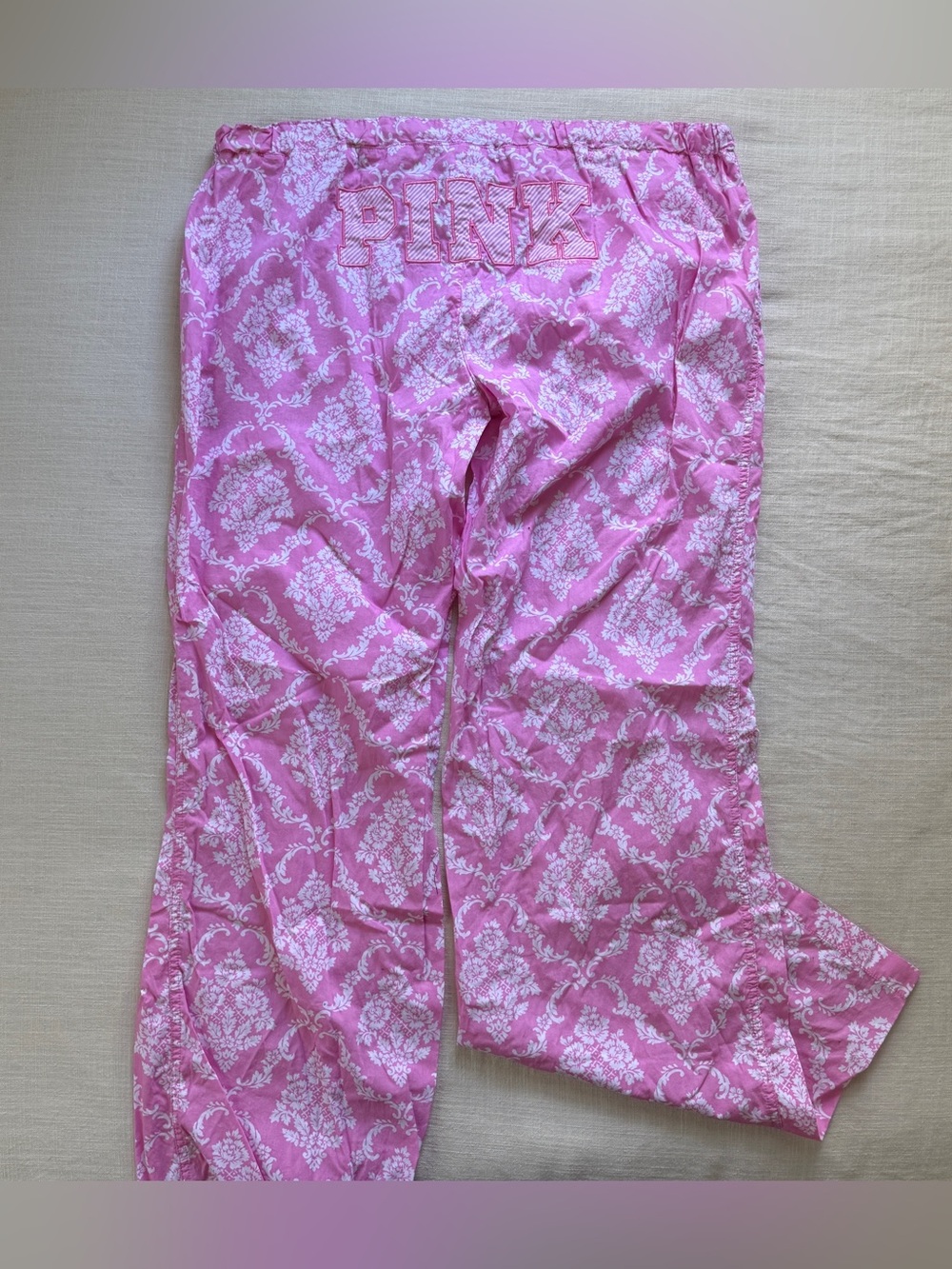 Vintage Y2K Victoria’s Secret PINK Damask Wide Leg Pajama Pants L